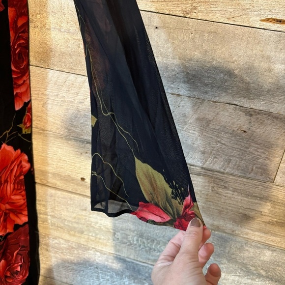 Vintage Mica women’s retro 90’s black floral pullover midi  dress in size 14‎ - Picture 6 of 9